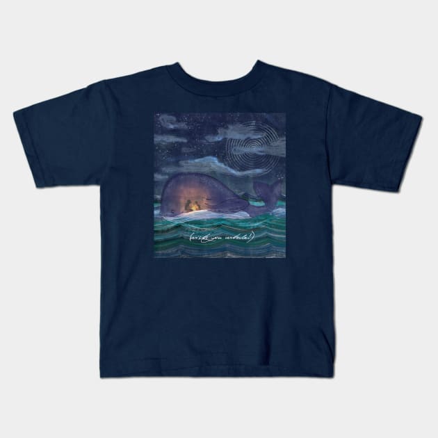 Pinocchio and the whale Kids T-Shirt by frayedalice